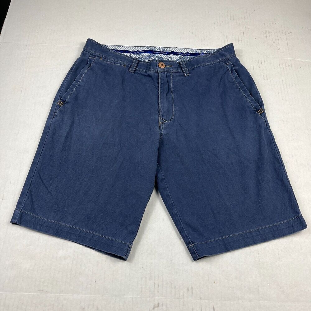 Tommy Bahama Mens Chino Shorts FADED Blue Casual Outdoors Summer Zip Up Size 32